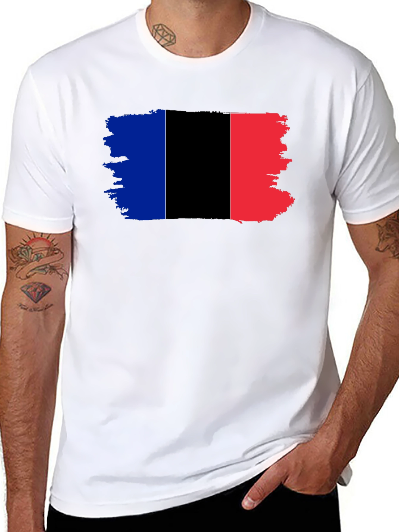 Grunge France Flag Black T-Shirt