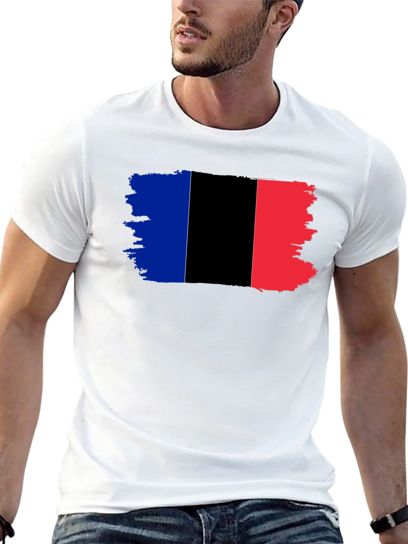 Grunge France Flag Black T-Shirt