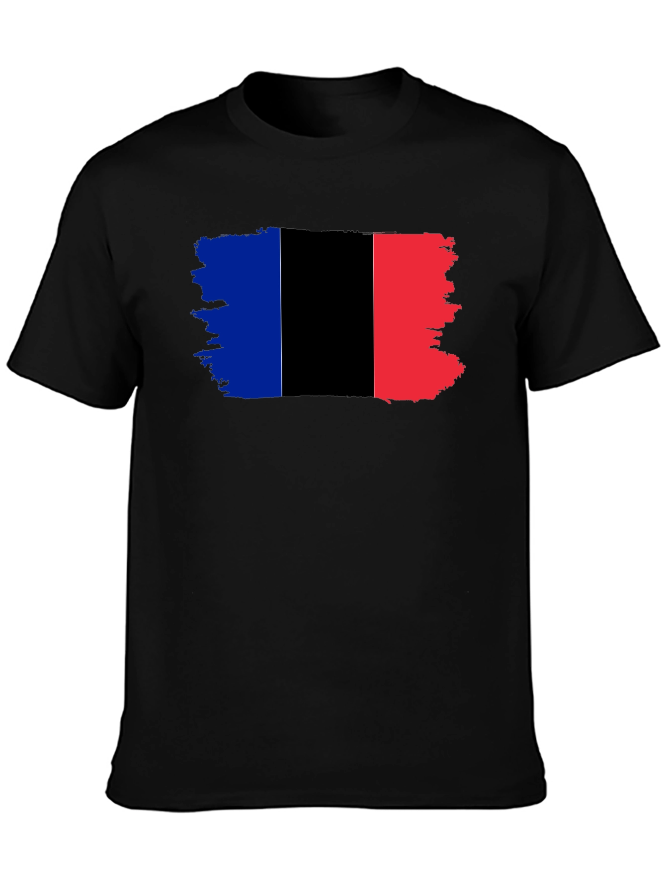 Grunge France Flag Black T-Shirt