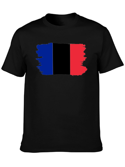 Grunge France Flag Black T-Shirt