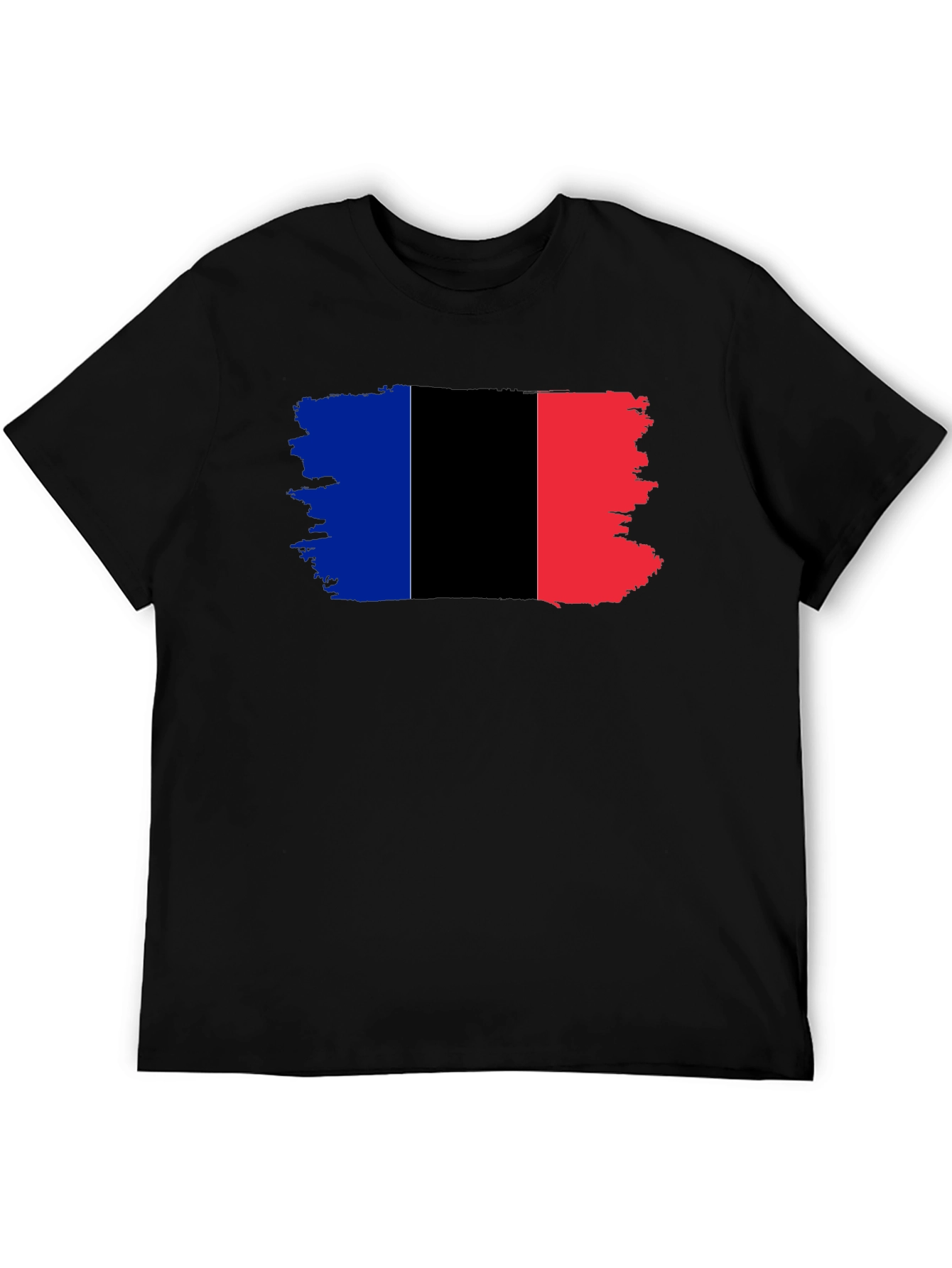 Grunge France Flag Black T-Shirt