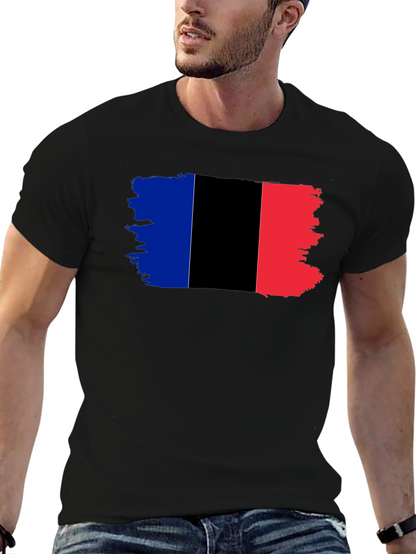 Grunge France Flag Black T-Shirt