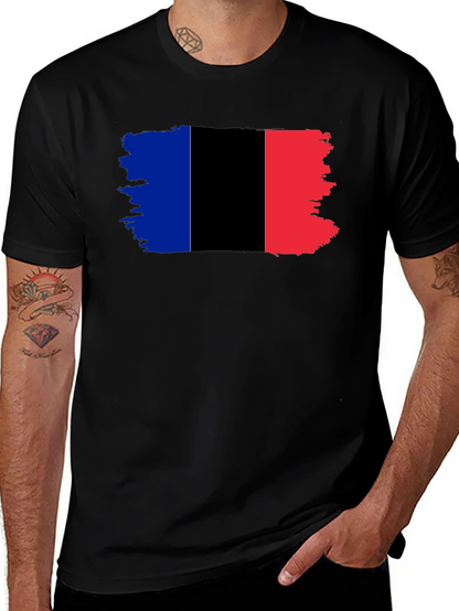 Grunge France Flag Black T-Shirt