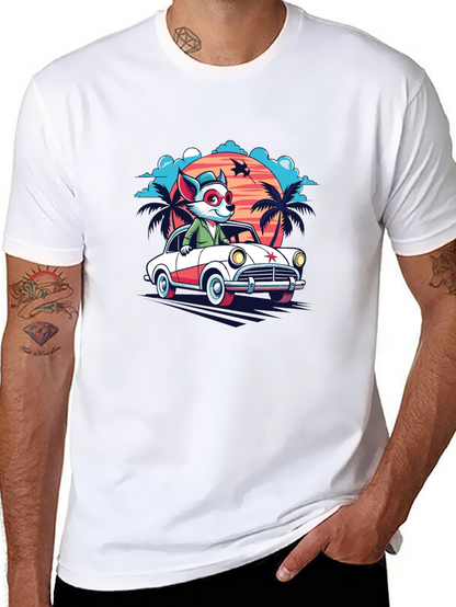Cool Cartoon Fox Car T-Shirt