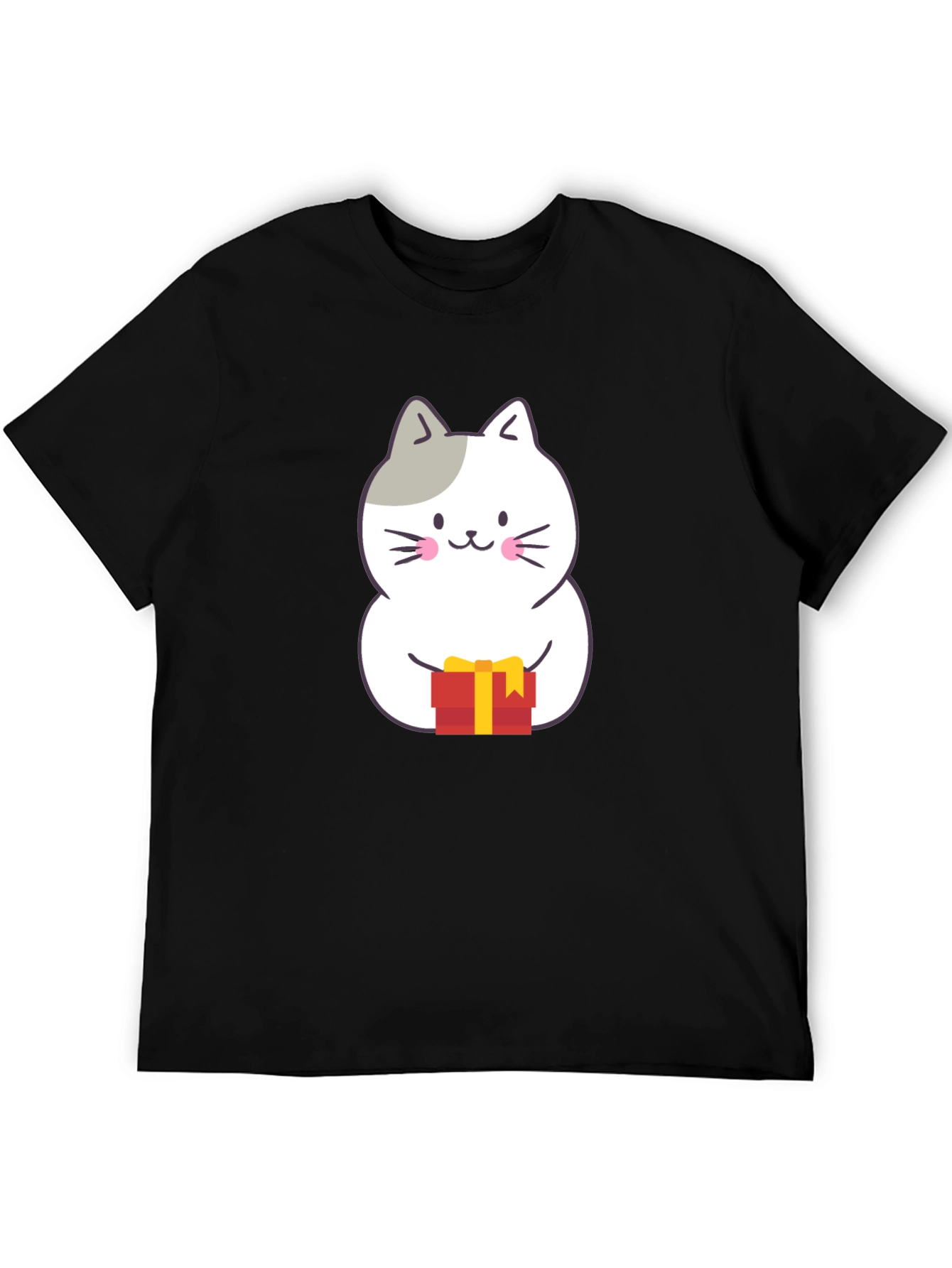 Cute Cat Gift T-Shirt - Black Crew Neck
