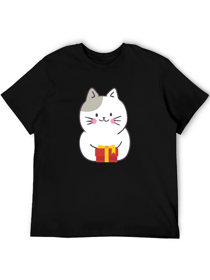 Cute Cat Gift T-Shirt - Black Crew Neck