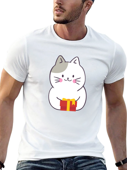 Cute Cat Gift T-Shirt - Black Crew Neck