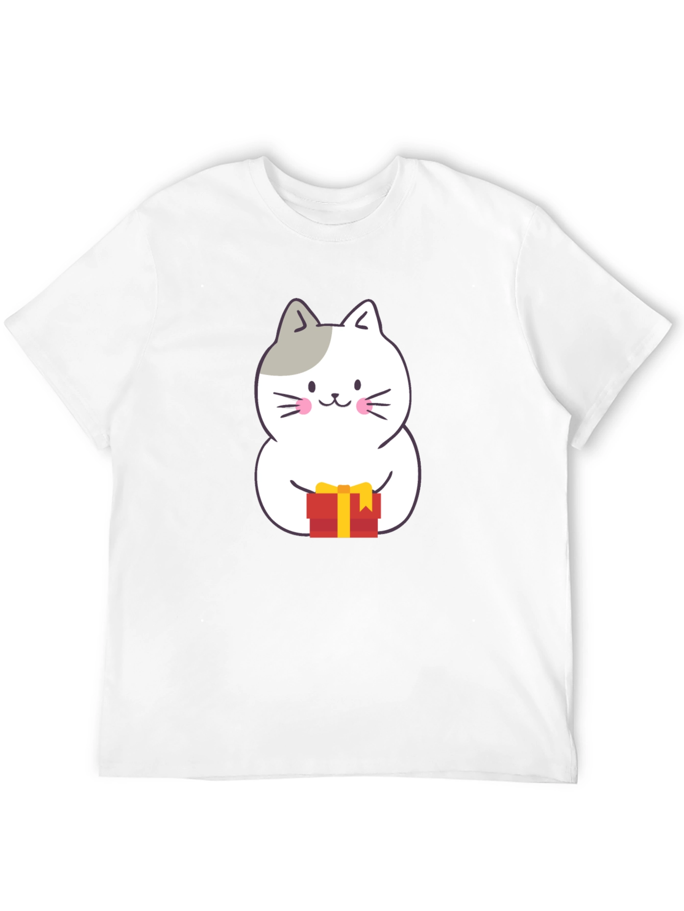 Cute Cat Gift T-Shirt - Black Crew Neck
