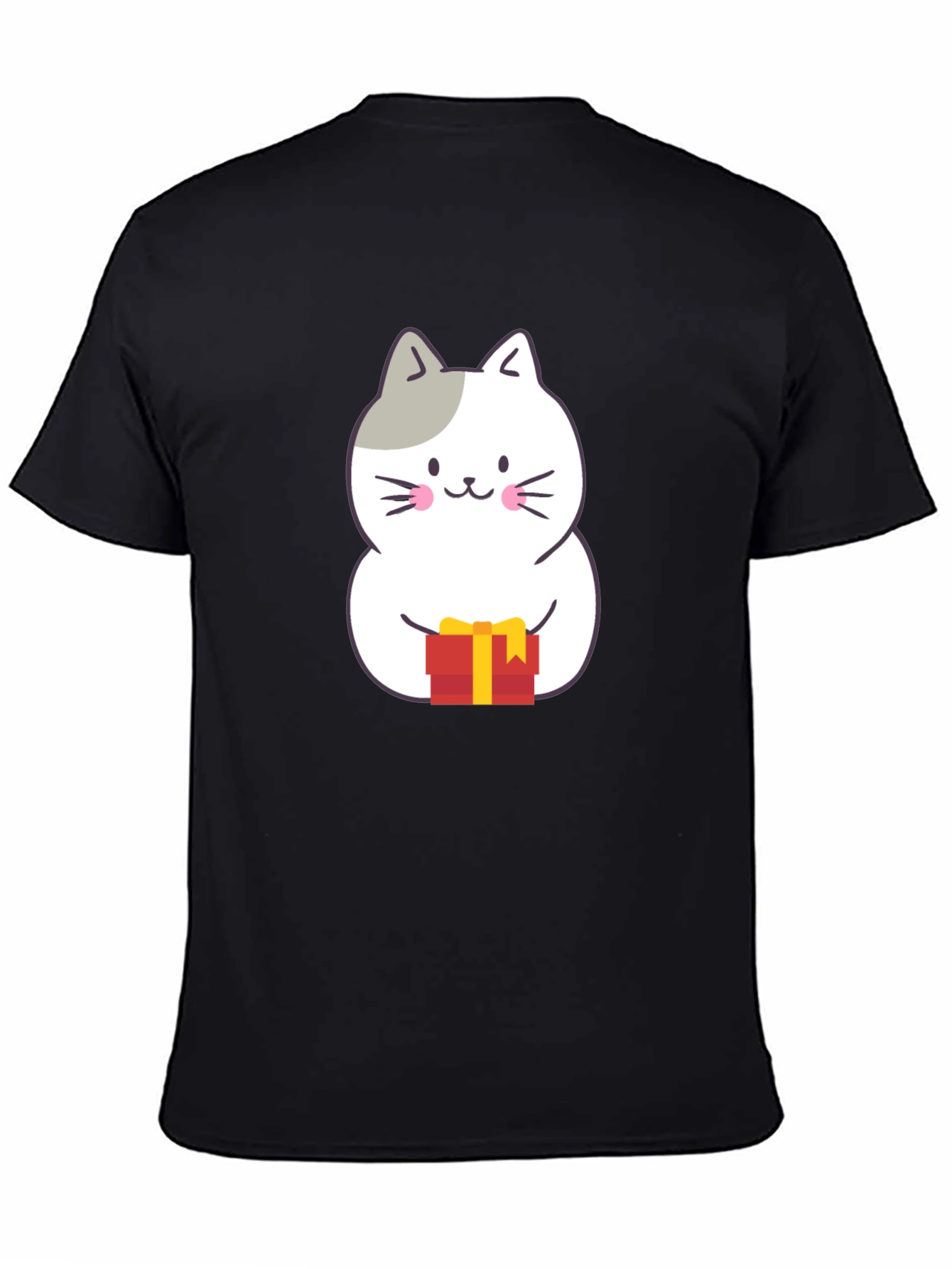 Cute Cat Gift T-Shirt - Black Crew Neck