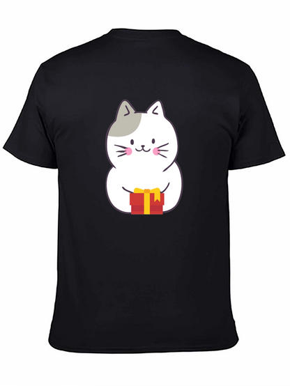 Cute Cat Gift T-Shirt - Black Crew Neck