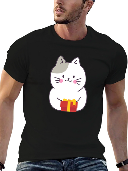 Cute Cat Gift T-Shirt - Black Crew Neck
