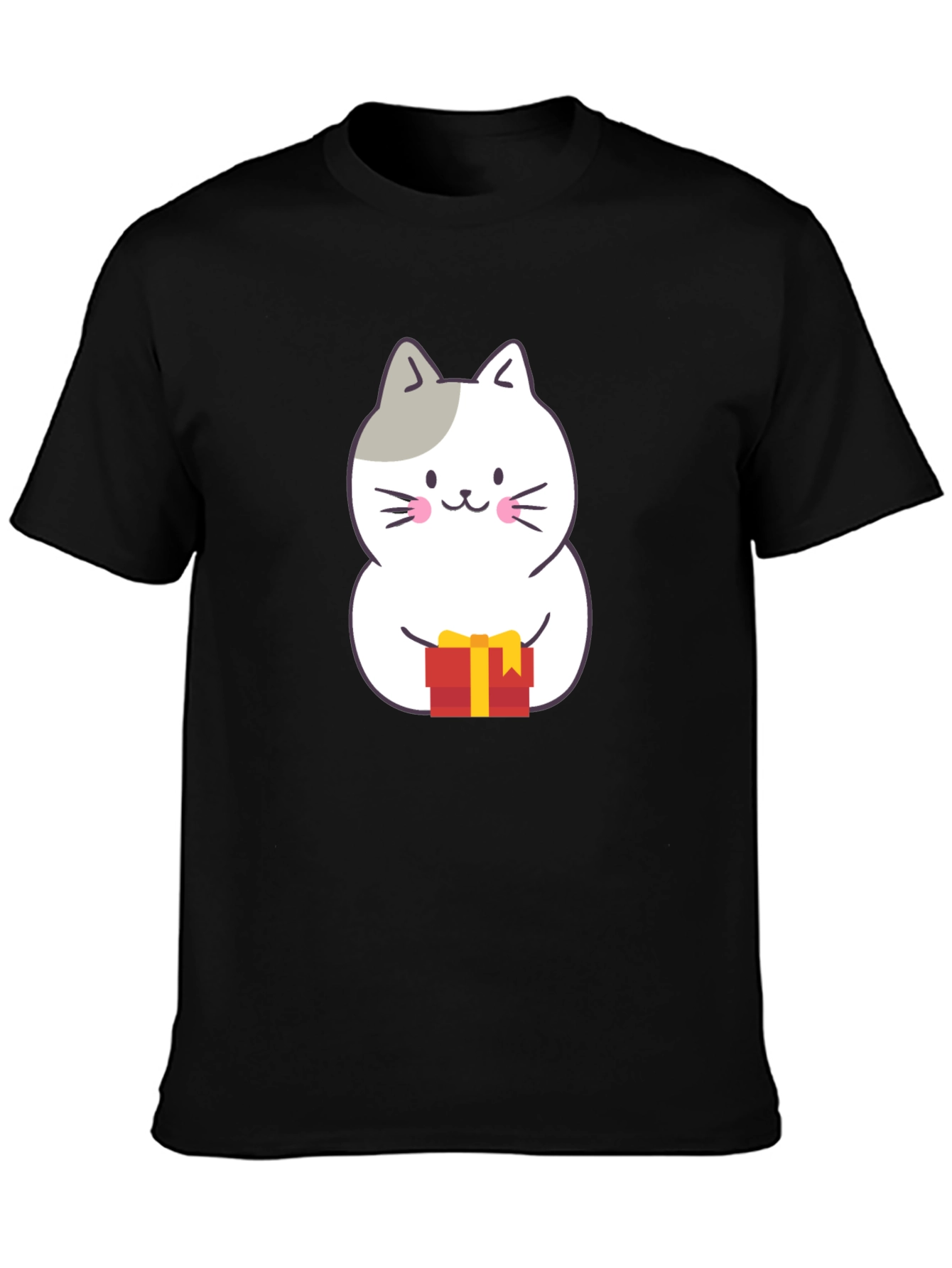Cute Cat Gift T-Shirt - Black Crew Neck
