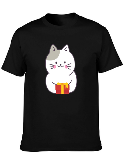 Cute Cat Gift T-Shirt - Black Crew Neck