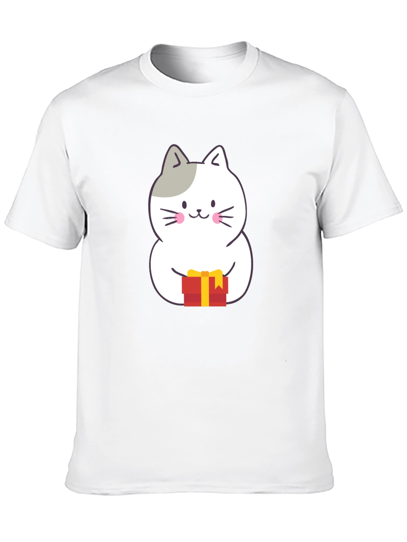 Cute Cat Gift T-Shirt - Black Crew Neck