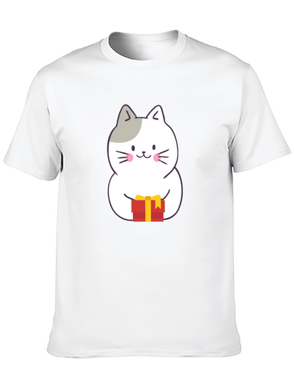 Cute Cat Gift T-Shirt - Black Crew Neck