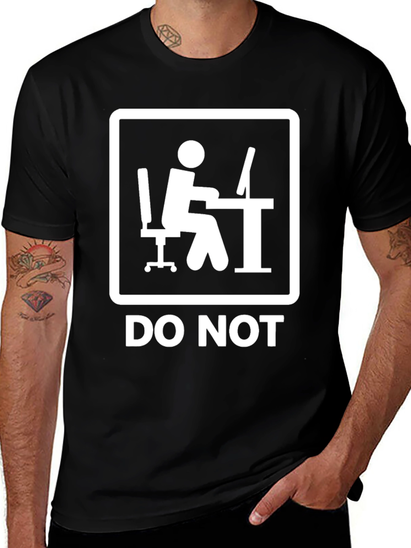 Do Not Office Worker Black T-Shirt