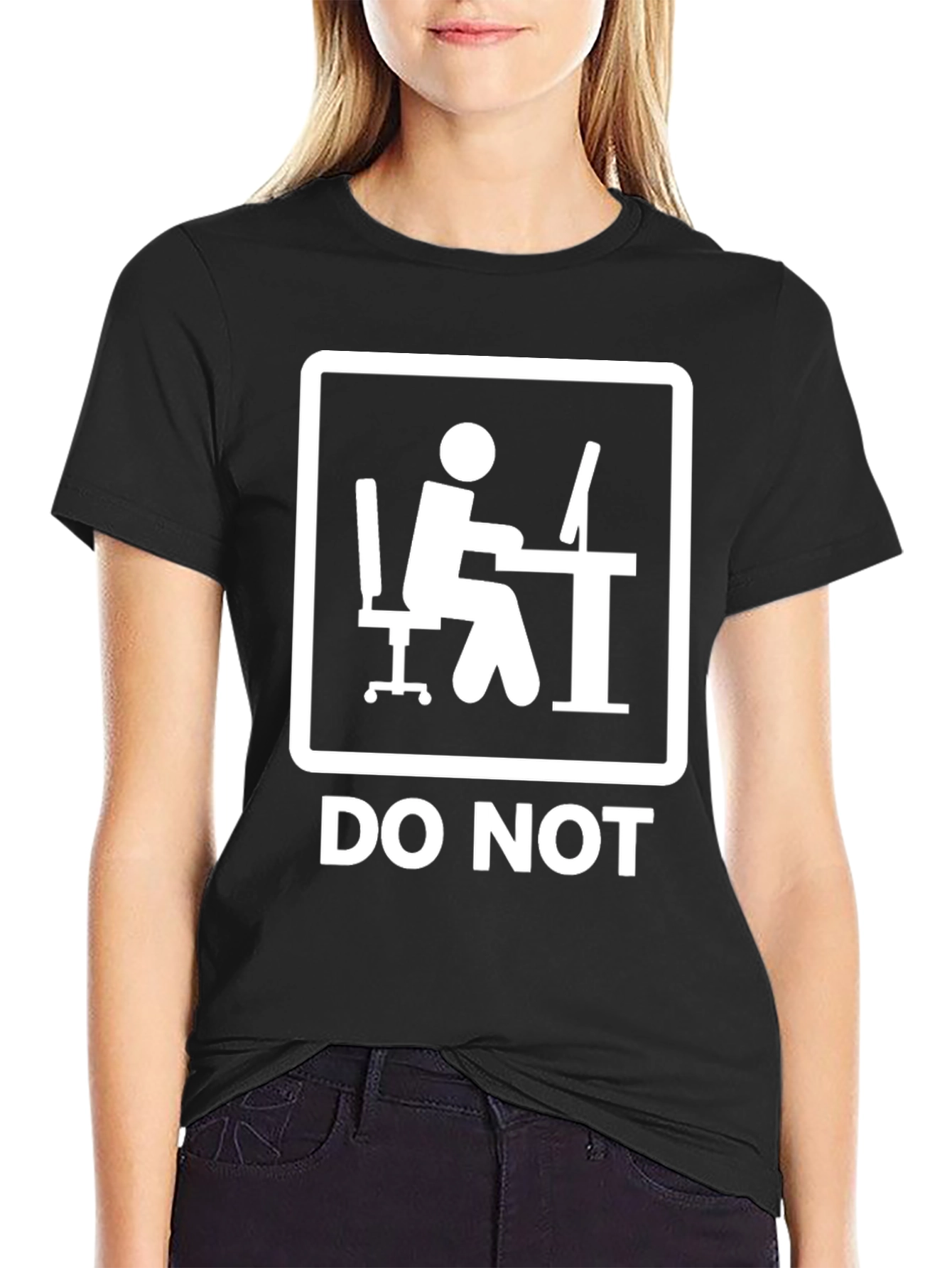 Do Not Office Worker Black T-Shirt