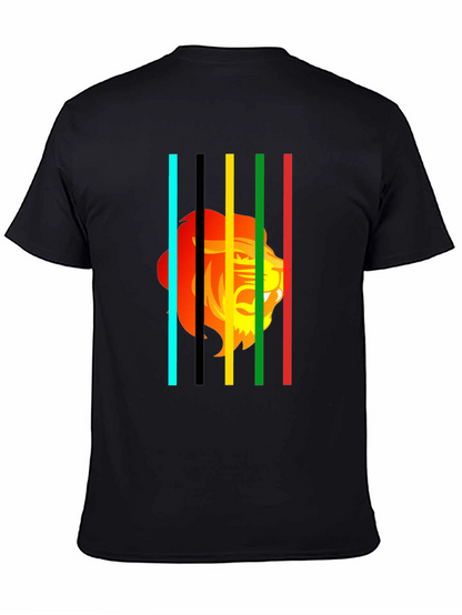 Lion Stripes Graphic T-Shirt - Black