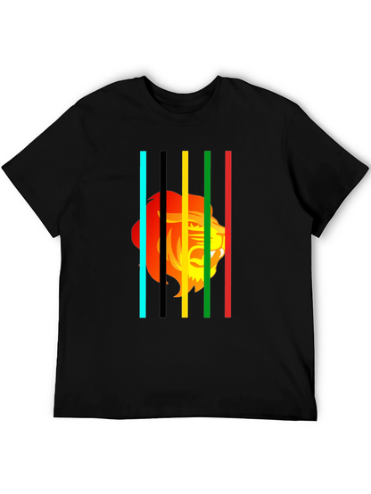 Lion Stripes Graphic T-Shirt - Black