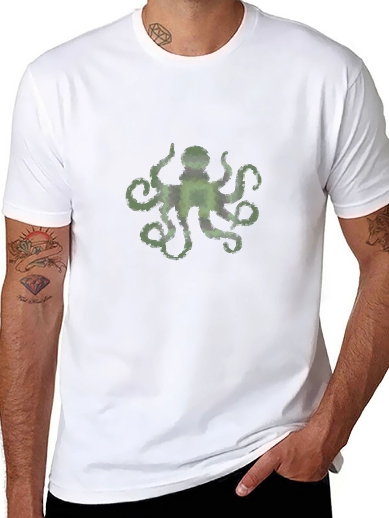Mens Black Octopus Graphic Tee