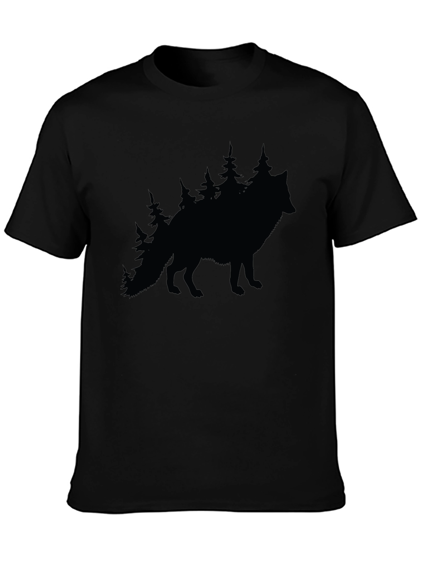 Wolf & Trees Graphic Tee - Black