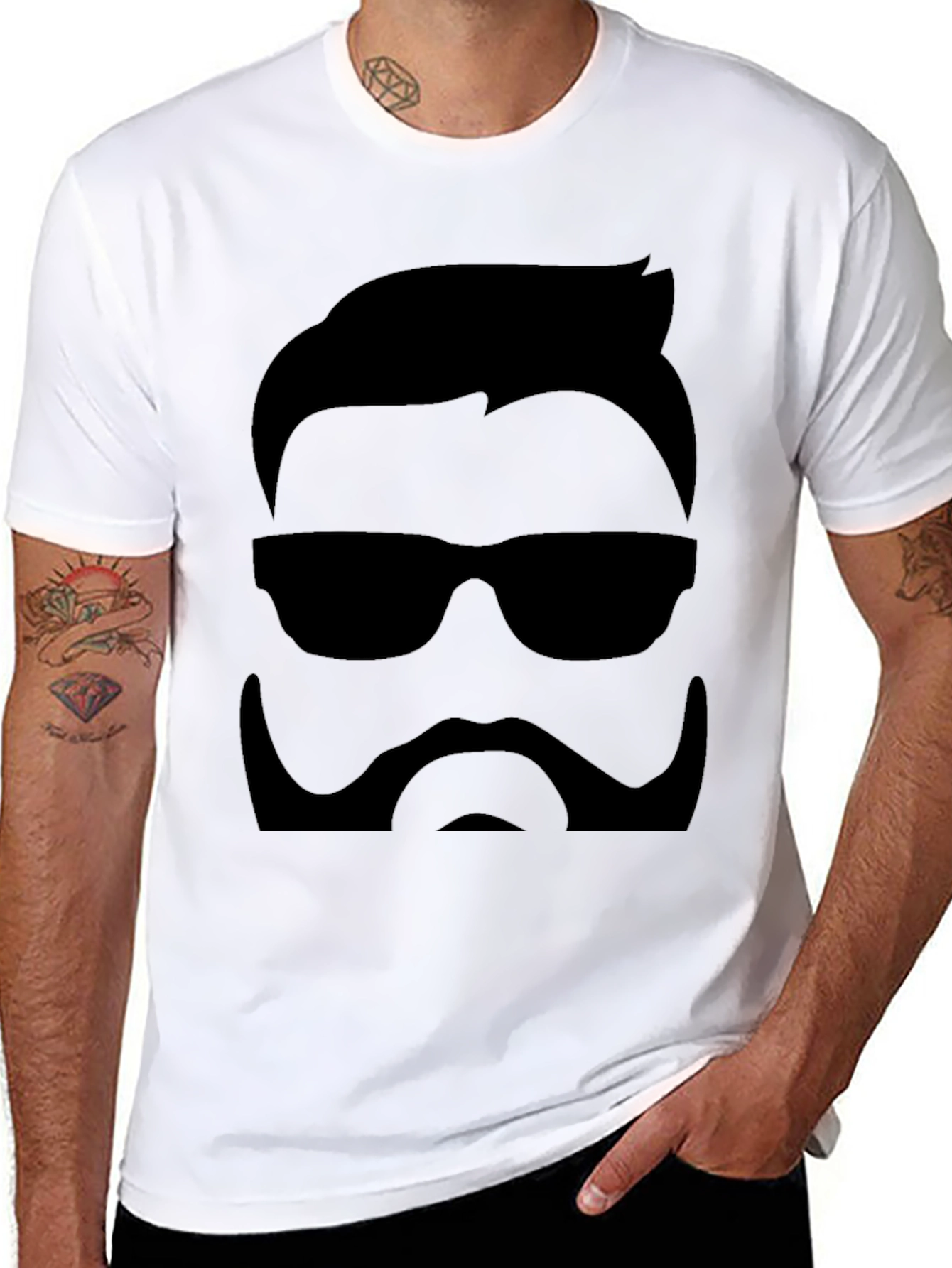 Cool Hipster Graphic Black T-Shirt