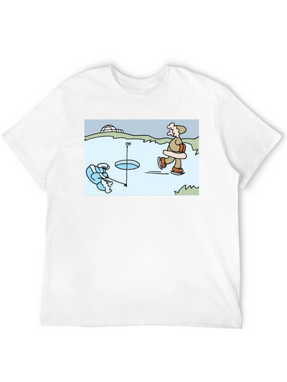 Ice Fishing Cartoon T-Shirt