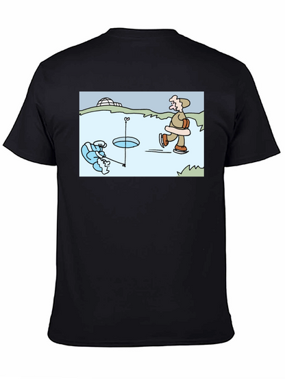 Ice Fishing Cartoon T-Shirt