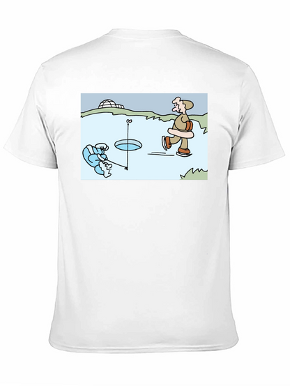Ice Fishing Cartoon T-Shirt