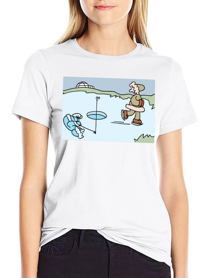 Ice Fishing Cartoon T-Shirt