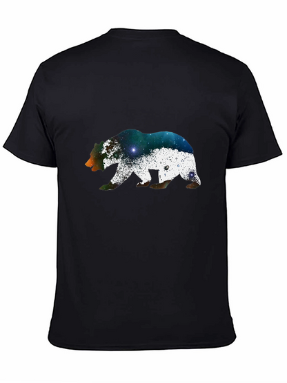 Bear Galaxy Print Black T-Shirt