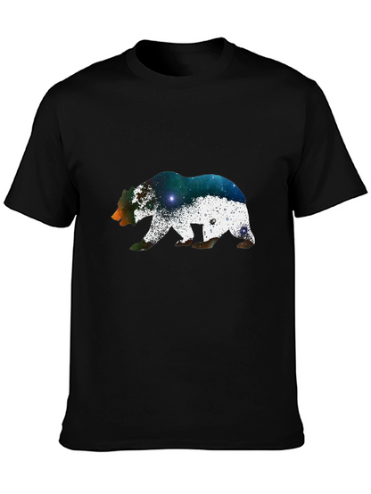 Bear Galaxy Print Black T-Shirt