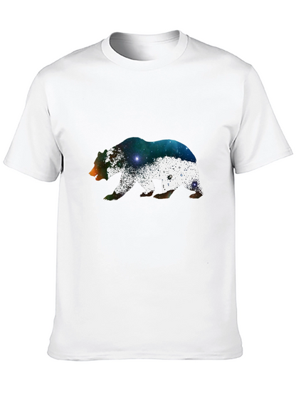 Bear Galaxy Print Black T-Shirt