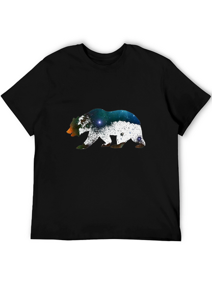 Bear Galaxy Print Black T-Shirt
