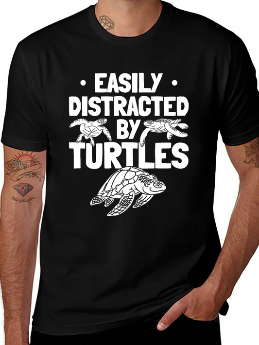 Easily Distracted By Turtles T-Shirt - Black