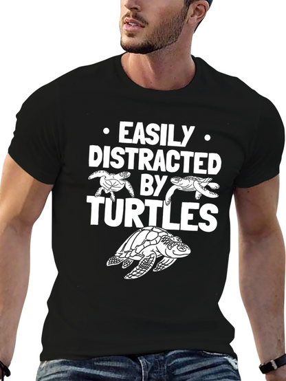Easily Distracted By Turtles T-Shirt - Black