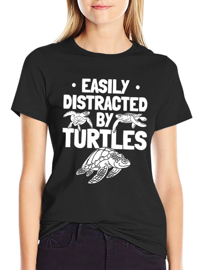 Easily Distracted By Turtles T-Shirt - Black
