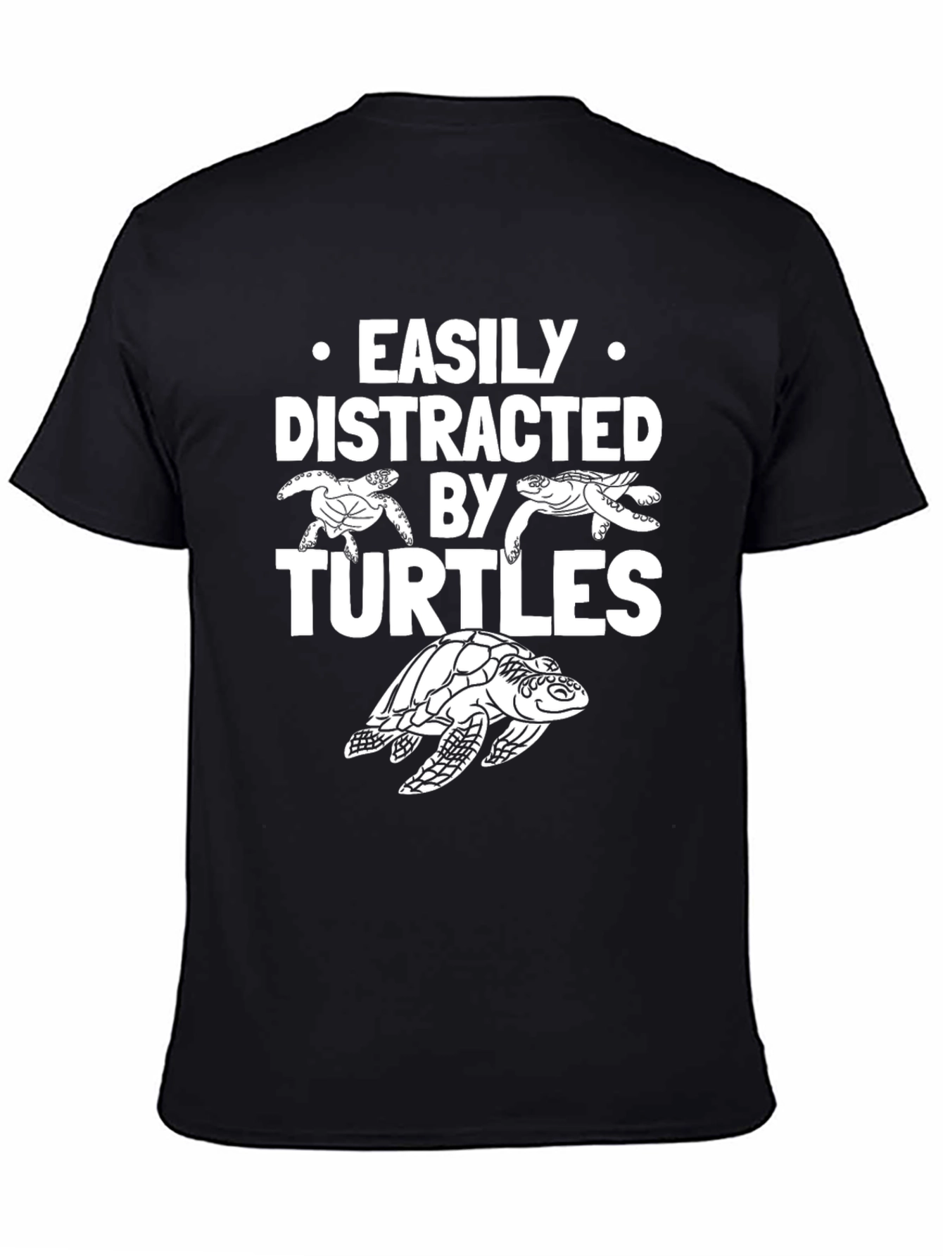 Easily Distracted By Turtles T-Shirt - Black