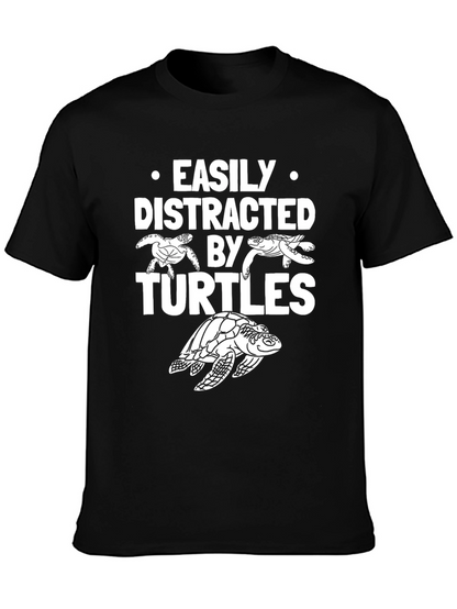 Easily Distracted By Turtles T-Shirt - Black