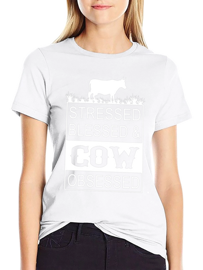 Stressed Blessed Cow Obsessed Graphic Tee