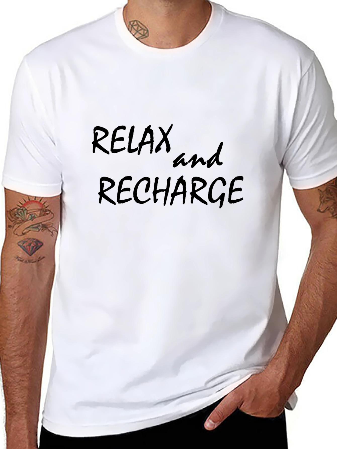 Relax and Recharge Black T-Shirt