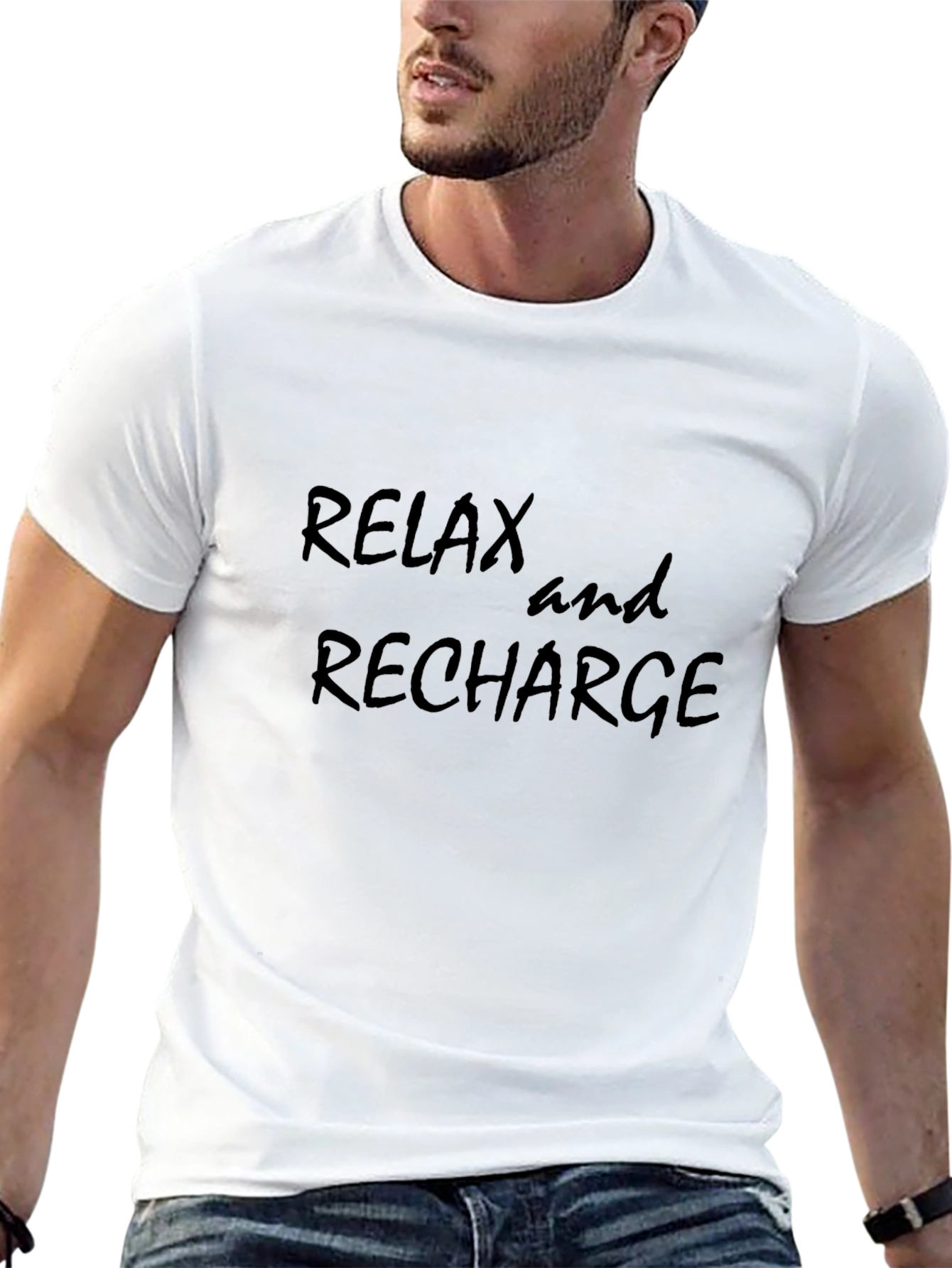 Relax and Recharge Black T-Shirt