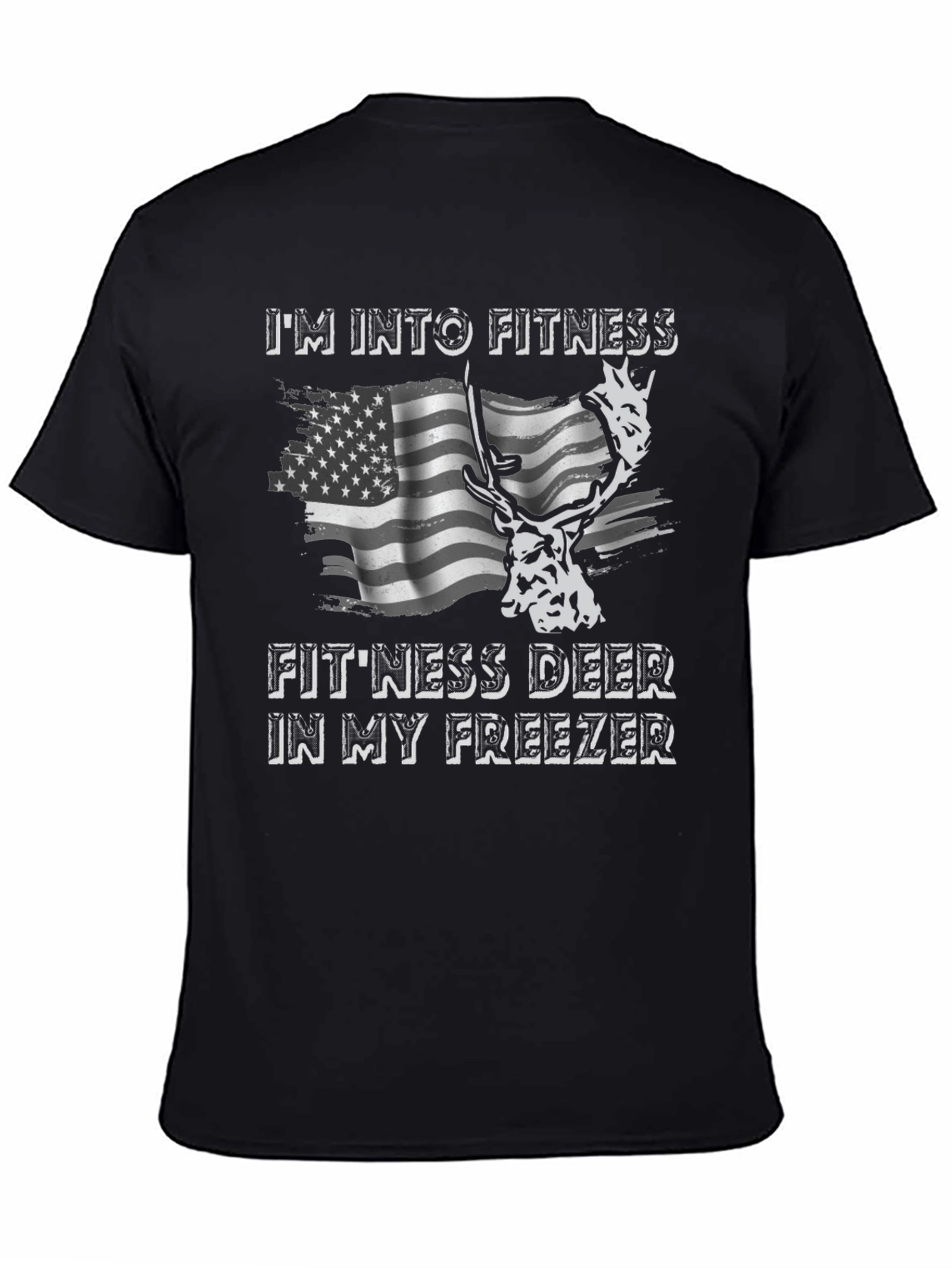 Fitness Deer T-Shirt - Funny American Flag Tee