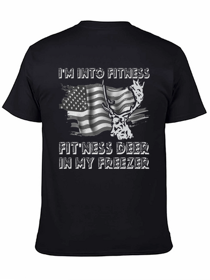 Fitness Deer T-Shirt - Funny American Flag Tee