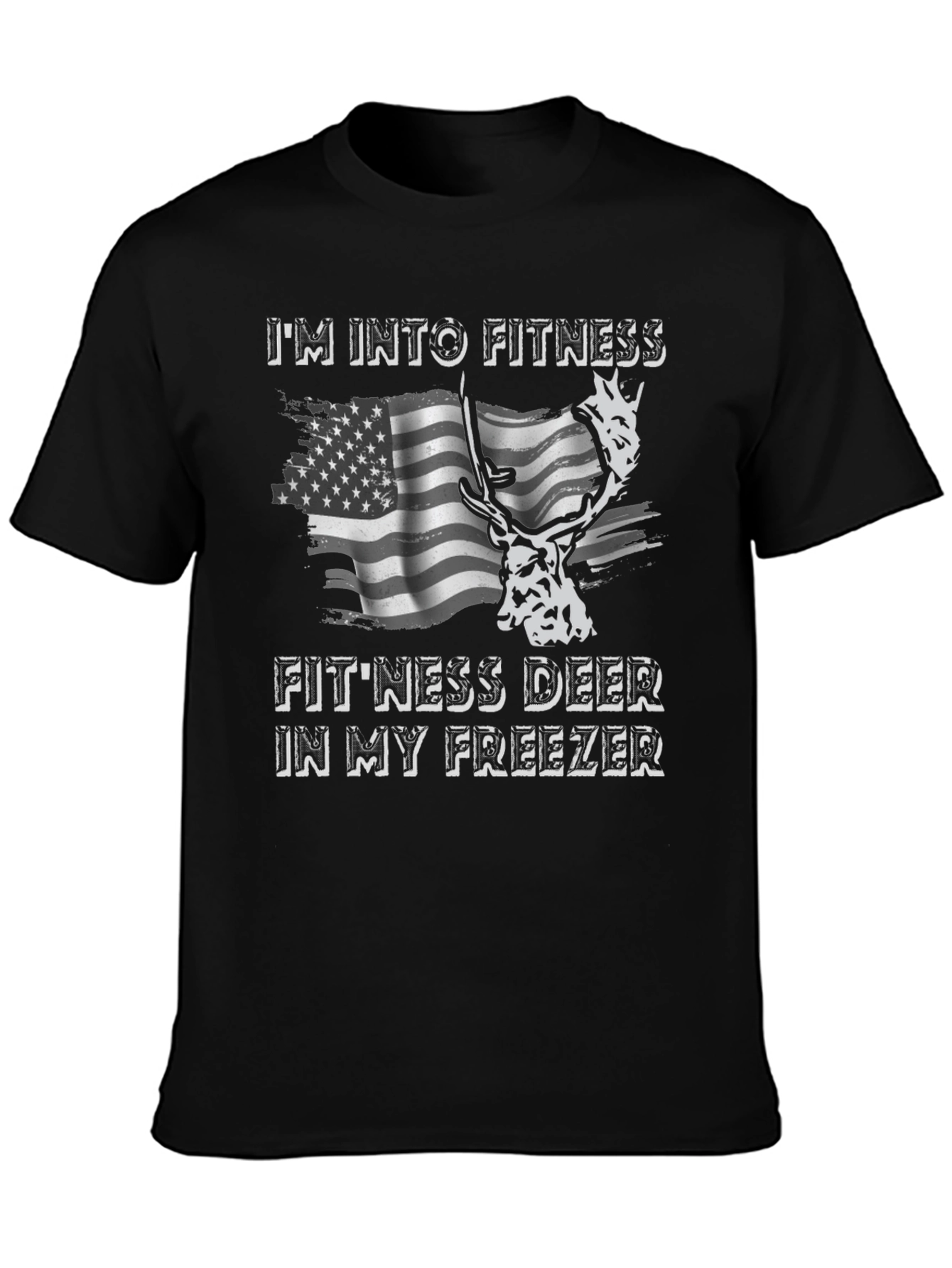 Fitness Deer T-Shirt - Funny American Flag Tee