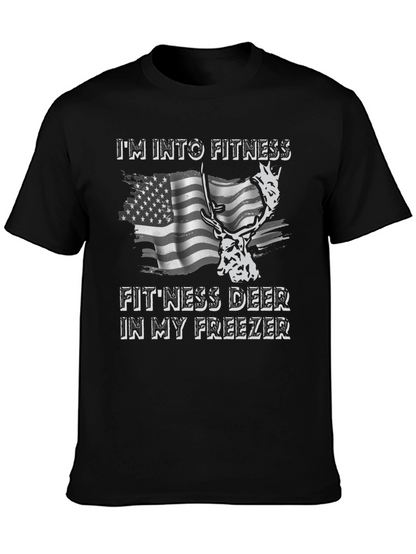 Fitness Deer T-Shirt - Funny American Flag Tee