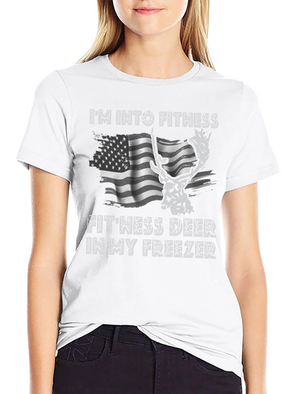 Fitness Deer T-Shirt - Funny American Flag Tee