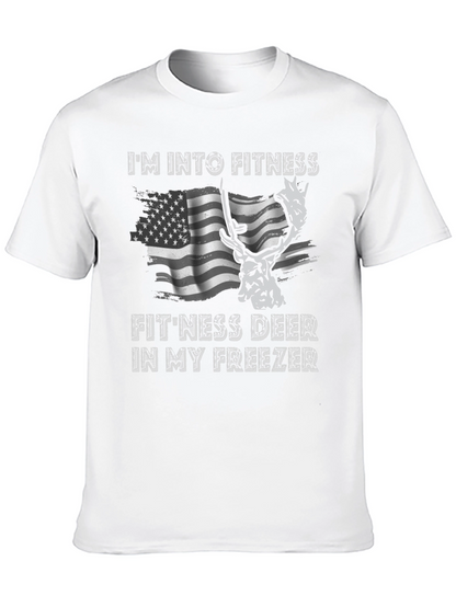 Fitness Deer T-Shirt - Funny American Flag Tee