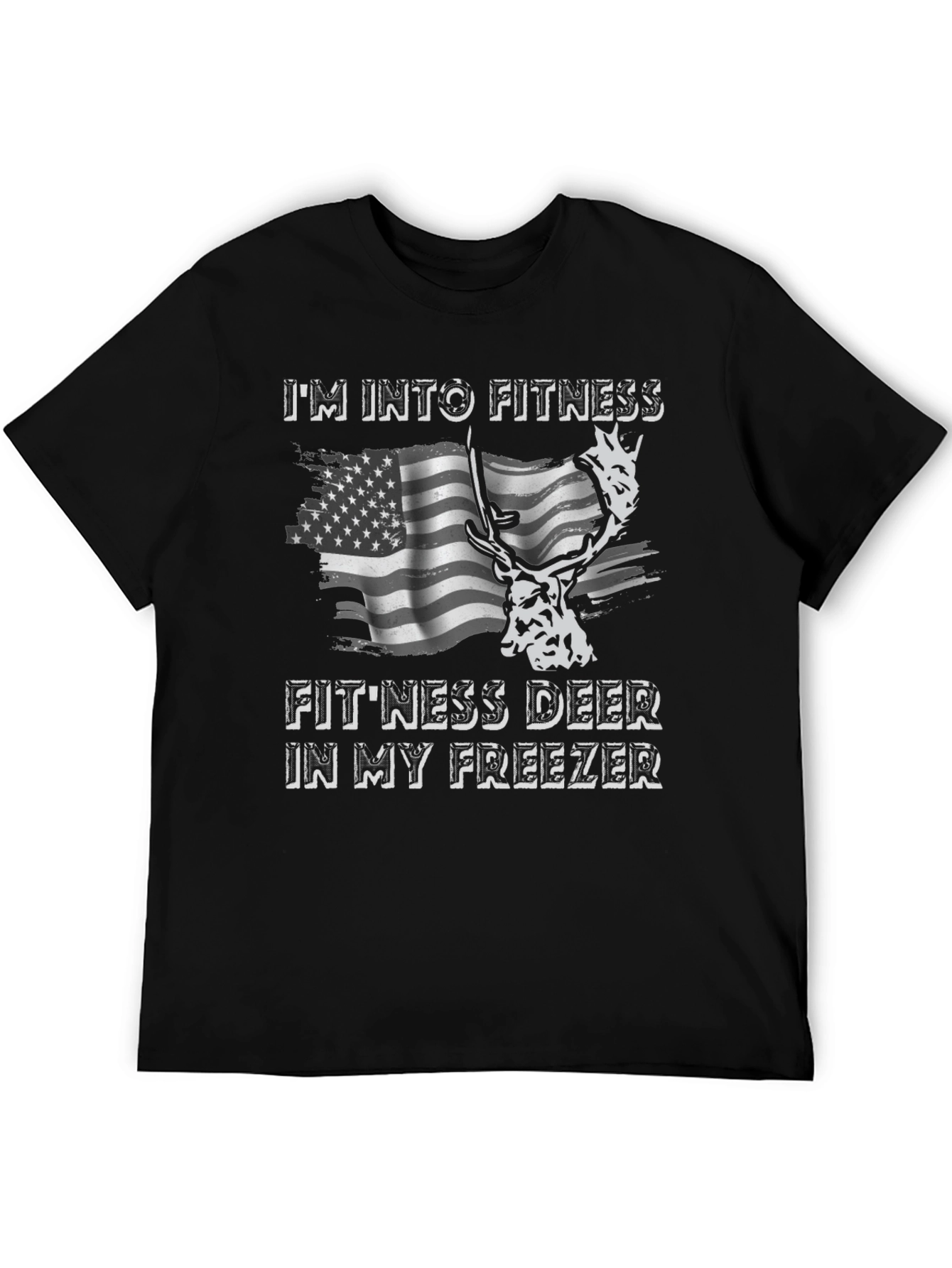Fitness Deer T-Shirt - Funny American Flag Tee