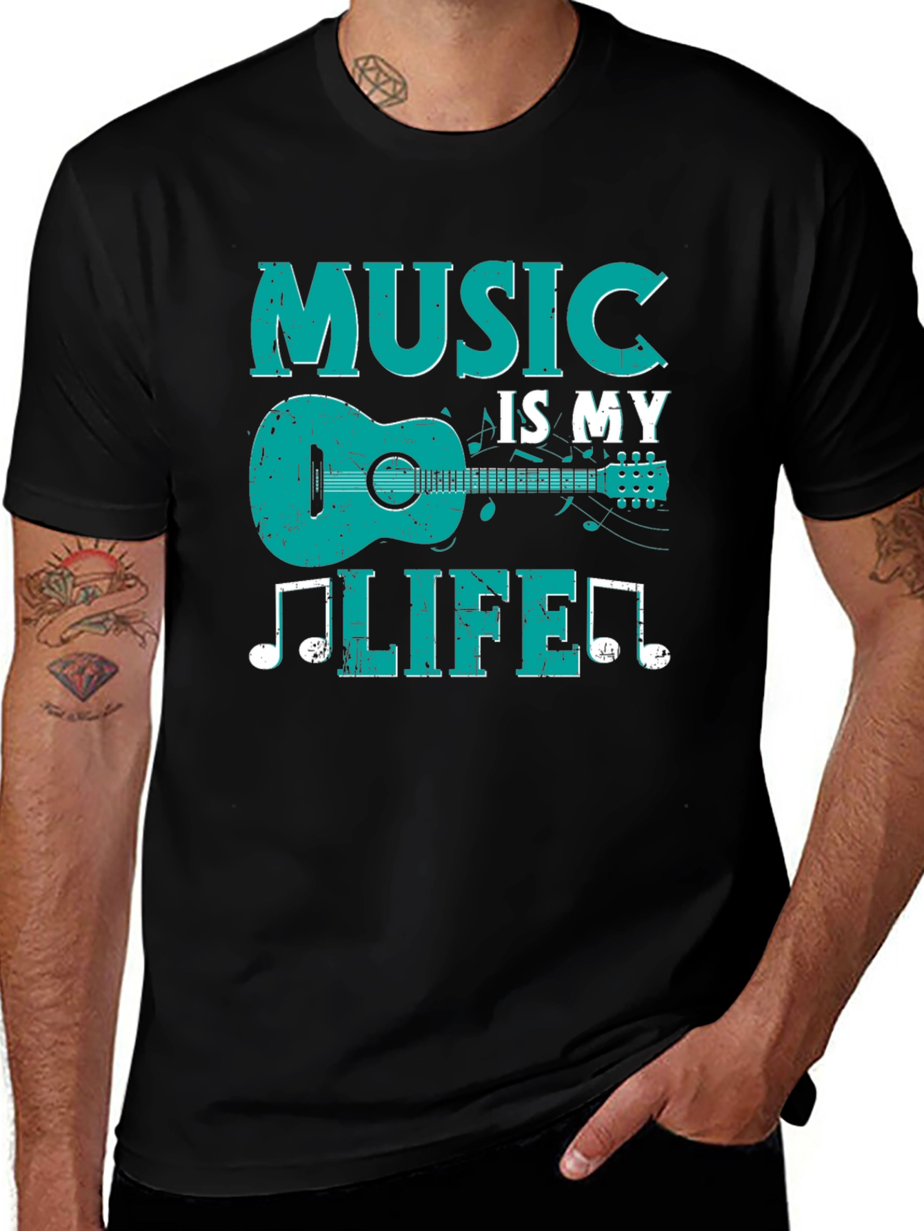 Music Is My Life T-Shirt - Guitar Design